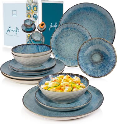 Набір посуду на 4 персони, 12 предметів, блакитний Amalfi Sänger