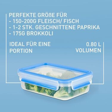 Набір з 5 прямокутних контейнерів для зберігання продуктів 0,8 л з кришками Clip & Close EMSA