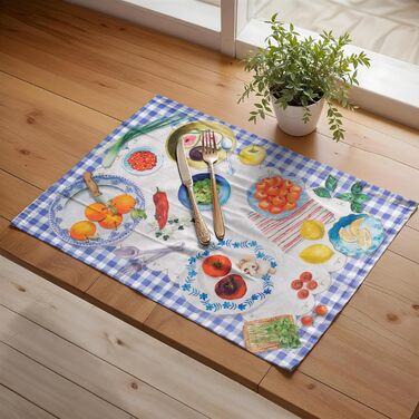 Бавовняні килимки для серветок, набір з 4 шт. , декоративні килимки для серветок, пасхальні килимки, що миються, для свят, вечерь, весни, літа (33 см x 48 см) (044 - Gourmand), 39Hermine 100