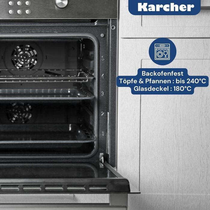 Набір посуду Karcher Jasmin, 20 предметів Набір посуду з нержавіючої сталі для індукції, включаючи скляні кришки Каструлі та сковорідки, придатні для миття в посудомийній машині та духовці Посуд для всіх типів плит з чашами з нержавіючої сталі