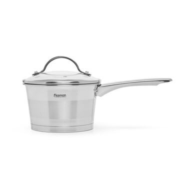 Ковш Fissman TIERNO 16x9,5 см/1,5 л со стеклянной крышкой нержавеющая сталь (5488)