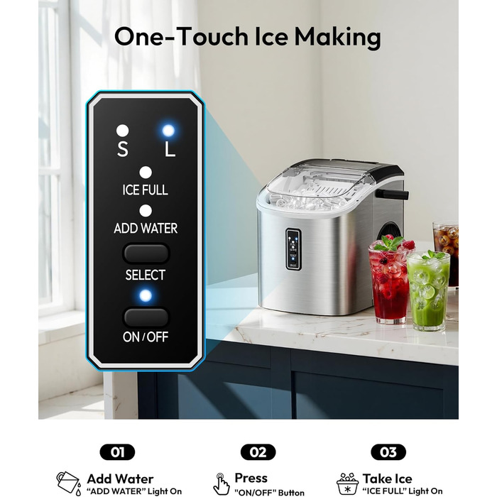 Компактный льдогенератор 1,1 л серебряный EUHOMY