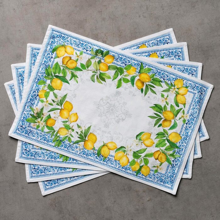 Серветки Maison d&39Hermine зі 100 бавовни, набір з 4 шт. , декоративні серветки, пасхальні серветки, що праються, для свят, вечерь, весни, літа (33 см x 48 см) (030 - Cedrat)