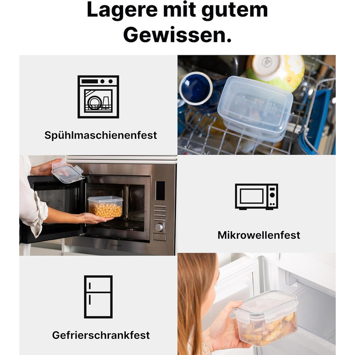 Набор из 16 контейнеров для хранения, прозрачный/черный Deco haus