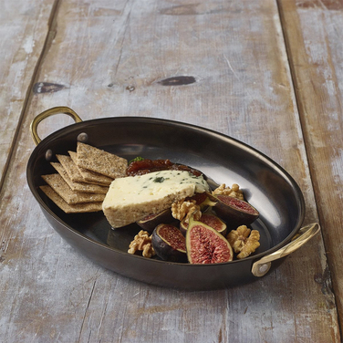 Сковорода для подачі 24.5*17.5 см, 1000 мл, овальна, металева, Black Vintage Steel, GenWare