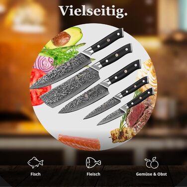 Кулінарний набір ножів з дамаської сталі Sycamore, 6 предметів 67 шарів, ядро з VG10, твердість 60 2 HRC, ручки з клена, хлібний ніж із серрейторною заточкою, магнітний тримач для ножів, професійні кухонні ножі для точного нарізання (Елітна кухня)