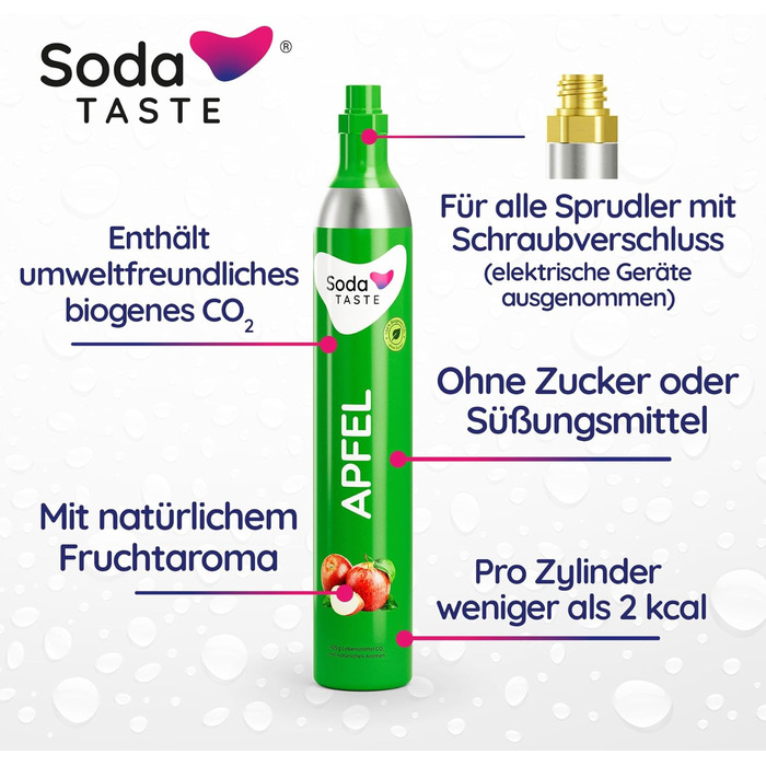 Набор для газирования воды, 4 предмета, классик + яблоко, светло-зеленый Mysoda Woody SodaTASTE