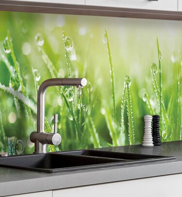 Самоклеючий кухонний фартух - матовий, преміальна бризкозахисна плівка 0,4 мм як доступна альтернатива склу, легке встановлення та очищення - висота 60 см - Дизайн Світло-сірий мармур 180 x 60 см (зелений, Ш 220 см x В 60 см, 0,2 мм)