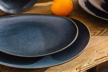 Набор посуды Combi на 6 персон - TIME BLACK Набор тарелок для микроволновой печи Modern 18 шт. - Можно мыть в посудомоечной машине Твердый фарфоровый сервиз - Обеденная тарелка Тарелка для завтрака Суповая чашка 18 шт. (Черный / Графитовый / Темно-синий, 