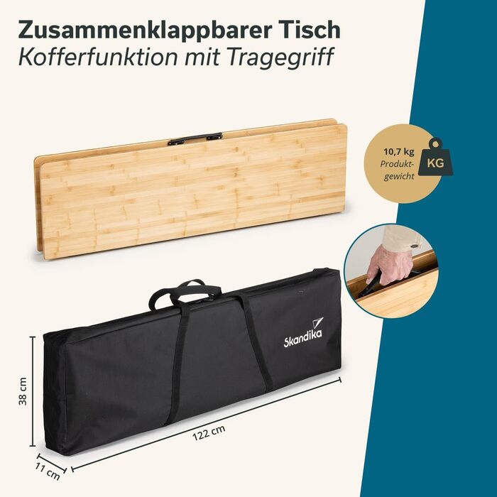 Складний стіл для кемпінгу 120 x 70 x 70 см Skandika