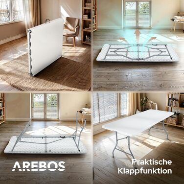 Складной фуршетный стол 182 x 74 x 74 см белый Arebos