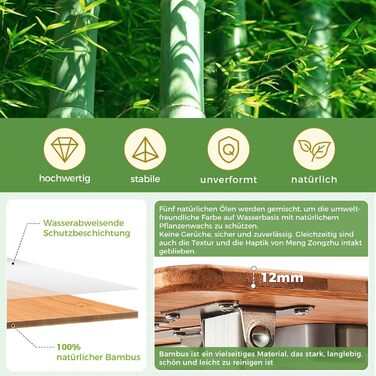 Складний бамбуковий стіл для кемпінгу 100 x 65 см KingCamp