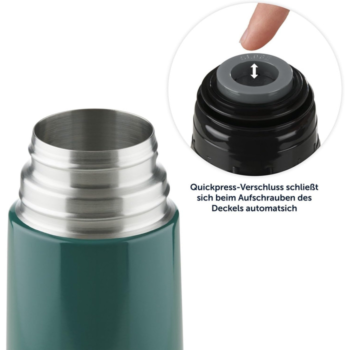 Термос Blumtal Eifel з нержавіючої сталі 500 мл - герметичний термос з чашкою для пиття в дорозі, ізолює гарячі напої, темно-зелений 500 мл темно-зелений