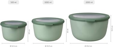 Набор из 3 предметов - Банки для хранения с крышкой - Подходит в качестве ящика для хранения, холодильника, морозильной камеры и посуды для микроволновой печи - 350 мл, 750 мл и 1250 мл - (Vivid Green, набор 3 шт. и (500, 1000, 2000 мл))