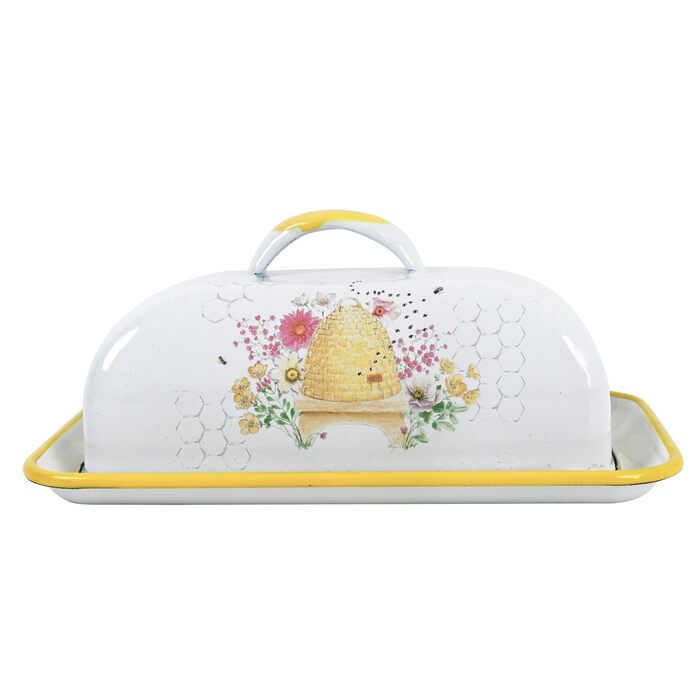 Емальована масленка Z&Z ornamentorum з кришкою, масленки для всіх поширених видів масел, кухонні аксесуари, засоби для зберігання, ручної роботи, птах (гелева)