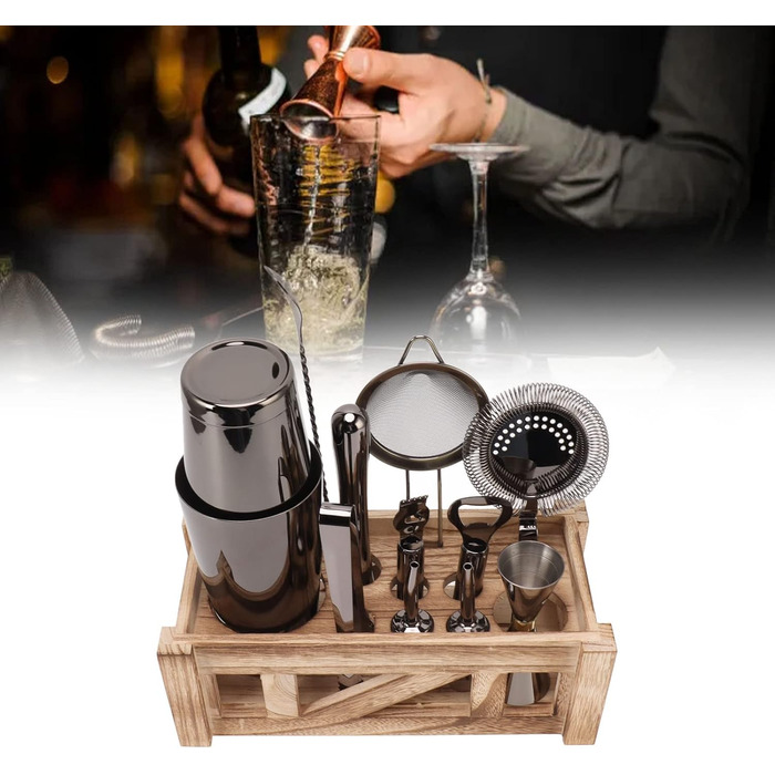 Набір для коктейлів з дерев'яною підставкою UPQRSG