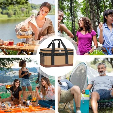 Ізольована сумка-холодильник герметична сумка для перенесення льоду, велика місткість, термоконтейнер для риболовлі, автомобіля, роботи, подорожі, пікніка, пляжу, басейну, гольфу, вантажівки, багаторазовий холодильник кольору хакі