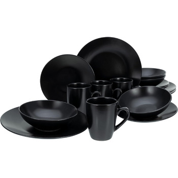 Набор посуды на 4 персоны, 16 предметов, Black Matt Creatable