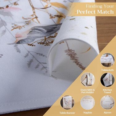 Бавовняні килимки, набір з 4 шт. , декоративні килимки, пасхальні килимки, що праються, для свят, вечерь, весни, літа (33 см x 48 см) (037 - Лугові квіти - Бежевий), 39Hermine, 100