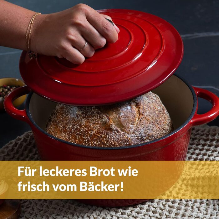 Чавунна жаровня 3,5 л з кришкою 24 см, червона Chefarone