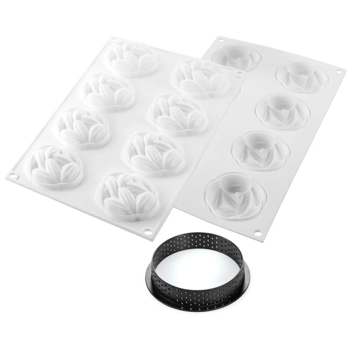 KIT TARTE RING COCOA D70 MM Форма силіконова Ø60 h20 mm + 8 кілець (d 70 mm, h 20 mm) - 1*8 форма в