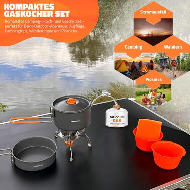 Компактный туристический набор для приготовления пищи 11 предметов ration1.de