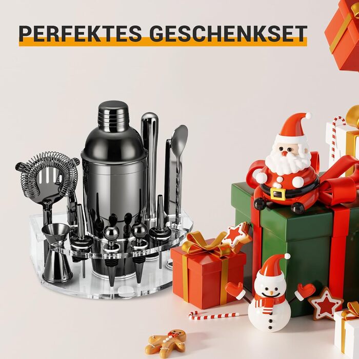 Набор для коктейлей премиум 12 предметов черный Lebarstor