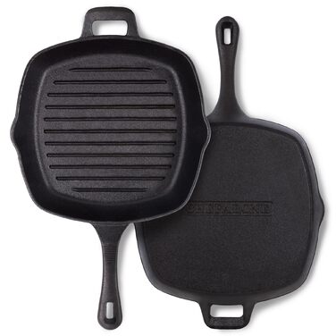 Чавунна форма для хліба Chefarone з кришкою - форма для хліба та тістечок - прямокутна форма для випікання та запікання - чавунна каструля для випікання хліба - 28 x 12 см (гриль)