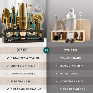 Набір для коктейлів 16 предметів золотий Bare Barrel