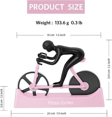 Резак для пиццы в виде велосипедиста с подставкой, розовый KUONIIY