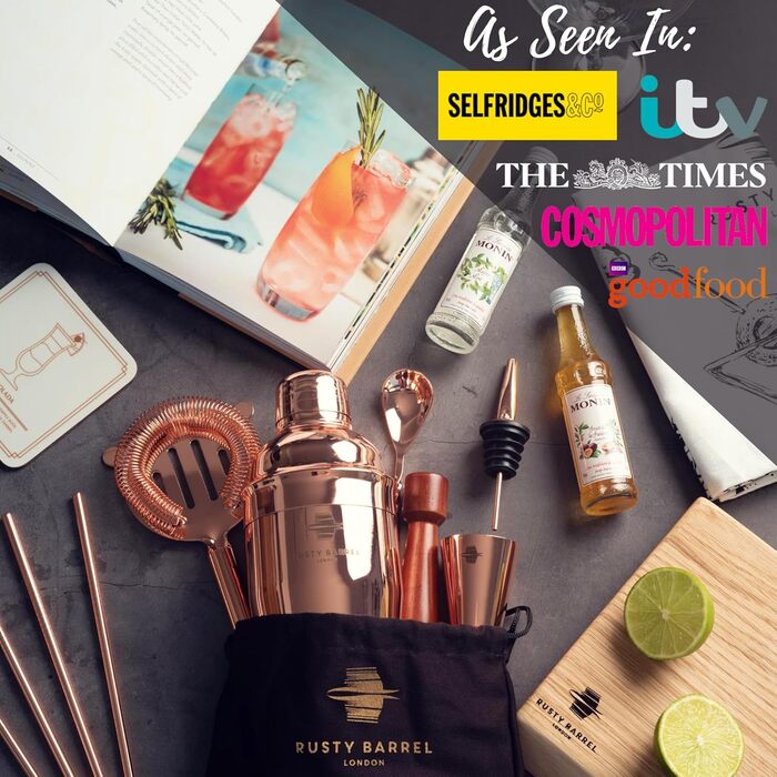 Набір для приготування коктейлів рожеве золото Rusty Barrel