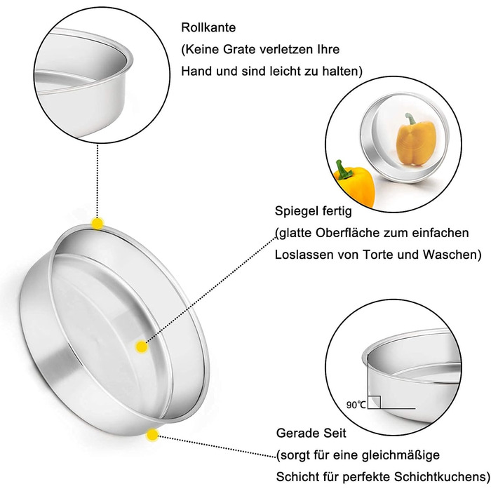 Форма для випікання кругла 16 см, набір 2 предмети, нержавіюча сталь Homikit
