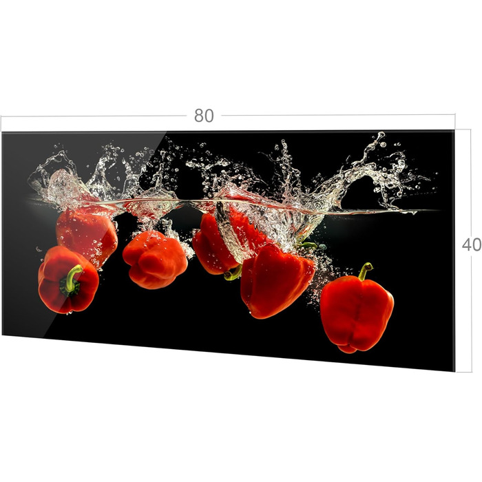 Скляний кухонний фартух GRAZDesign 4 мм Декоративний скляний фартух з квітковим мотивом Кухонний фартух сірого кольору - (паприка, 80x40 см)