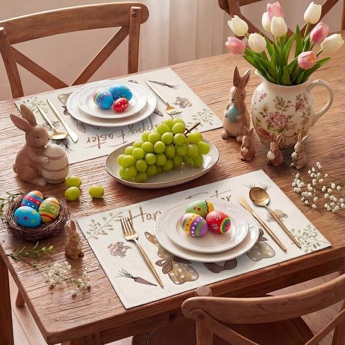 Набор из 4 пасхальных ковриков с милым кроликом 30 х 45 см YEAMLTE
