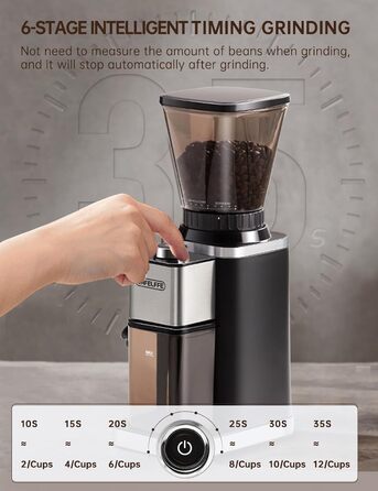 Електрична кавомолка для еспресо та фільтр-кави 150 Вт CAFELFFE