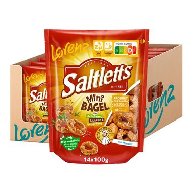 Міні-бублики Saltletts з травами, насінням, інжиром, 14 упаковок по 100 г Lorenz