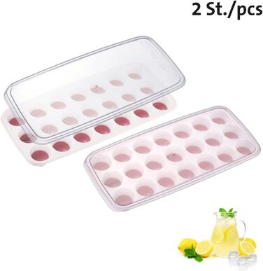 Льодогенератор Westmark Ice Cube Maker Cube форма для льоду з кришкою, для приготування 6 великих кубиків льоду, прозорий/червоний/білий пластик, без BPA, великий (круглий, маленький)