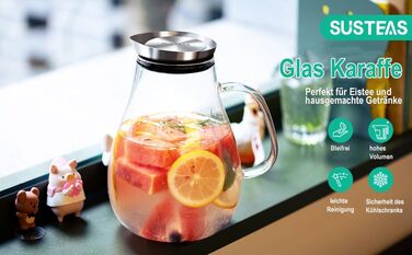 Скляний глечик з кришкою та широкою ручкою 2 л SUSTEAS