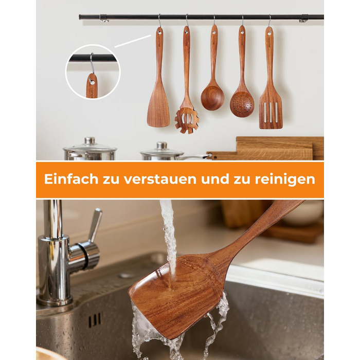 Набір кухонних аксесуарів із натурального тикового дерева 10 предметів Mooues