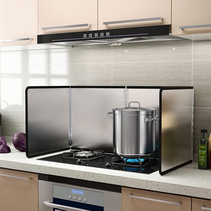 Портативний захист від бризок для приготування їжі, антипригарний, захист від бризок олії, захист від бризок для смаження, плита, захист від бризок, кухня, (срібний, L)