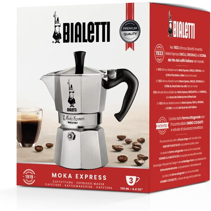 Кофеварка гейзерная 130 мл на 3 чашки Moka Express Bialetti