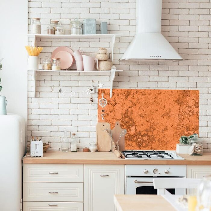 Дизайнерський кухонний фартух з алюмінієвого композиту, кухонний фартух, товщина 3 мм, 60x100 см, (натуральний камінь кольору іржі)