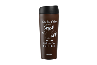 ARDESTO Thermal Cup Coffee time Raccoon 450 мл, Нержавеющая сталь, Коричневый