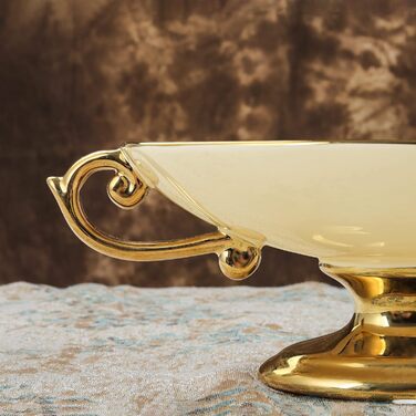 Порцелянова миска fanquare з хвилястими краями та квітковим принтом, вінтажна салатниця, керамічна фруктовниця на ніжці для вечірок (біла (миска))