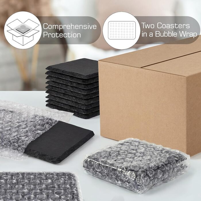 Набір підставок для напоїв із натурального чорного сланцю 12 шт WEWINK PLUS