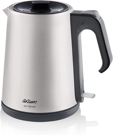 Електричний турецький чайник, 2200 Вт, чайник 3,5 л, скляний чайник 1,2 л, нержавіюча сталь, інтелектуальний контроль температури, захист від кипіння (1,8 л (чайник) / 1,2 л (чайник), сріблястий)