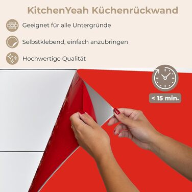Кухонний фартух 60x250 см, самоклеючий фартух, кухонний фартух, кухонний фасад, самоклеючі кухонні фартухи - Осінь (Червоний - Колір, 60 x 500 см)
