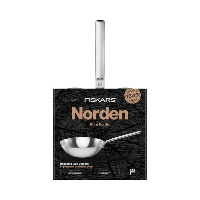 Сковорода Вок Fiskars Norden 28 см без покриття (1067630)