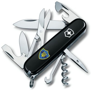 Ніж Victorinox Climber Ukraine 91мм/14функ/чорн /Тризуб на щиті