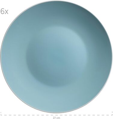 Набор современной посуды Elissa на 6 персон из бирюзового цвета с белой каймой, комбинированный сервиз из 24 предметов, керамогранит, 931770 Series